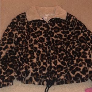 Cheetah Print Zip Up Sherpa